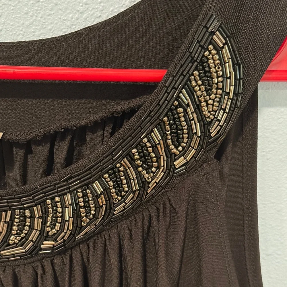 HAANI Little Black Beaded Sleeveless midi Dress size XL Wedding funeral cocktail - Picture 11 of 13